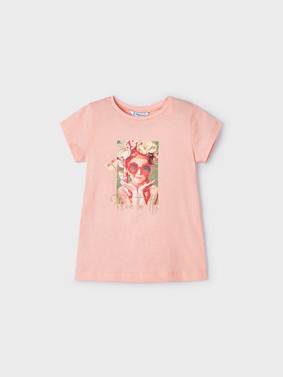 Junior Girl Coral 'Free To Fly' T-Shirt