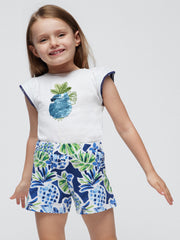 Mayoral Junior Girl Pineapple Shorts Set