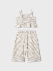 Mayoral Junior Girl Beige Striped Trouser Co-Ord