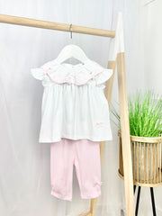 Baby Girl Pink & White Flower Legging Set