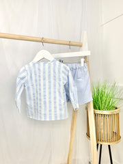 Toddler Boy Stripe Top & Blue Short Set