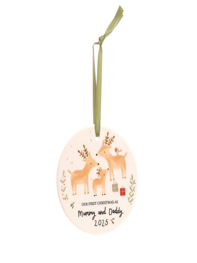 'Our First Christmas as Mummy & Daddy 2025' Reindeer Ceramic Ornament
