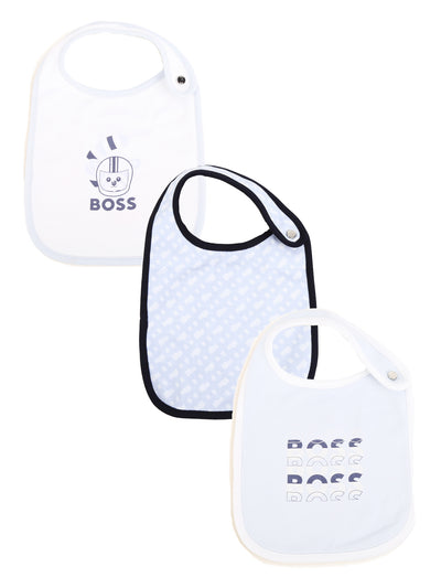 BOSS White & Blue Bibs - 3 Pack