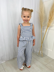 Mayoral Junior Girl Navy Striped Trouser Co-Ord
