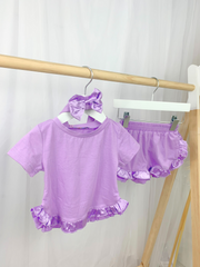 Toddler Girl Frill Short Set - 2 Colours