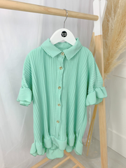 Girls Frill Shirt Dress - Mint