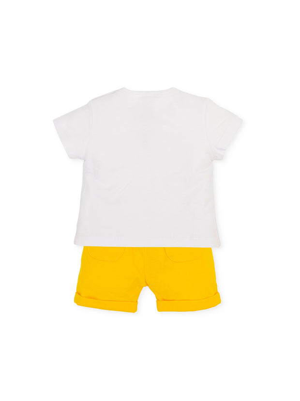 Tutto Piccolo Baby Boy Navy and Yellow Stripe Outfit Set