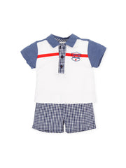 Tutto Piccolo Baby Boy Navy Checked Outfit Set