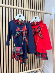 Red Tartan Dress & Handbag Set