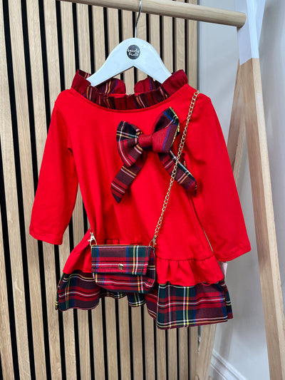 Red Tartan Dress & Handbag Set