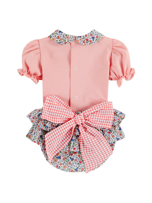 Baby Girl Pink Floral Frill Romper