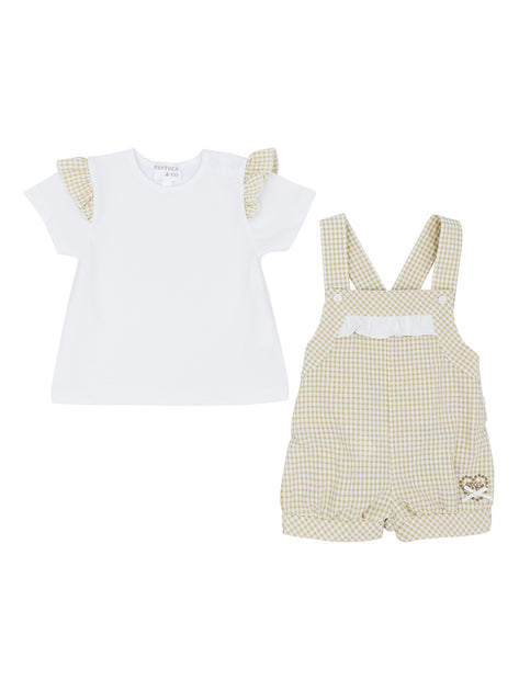 Pastels & Co Beige Gabby Check Dungaree Set – Smartypants Childrenswear