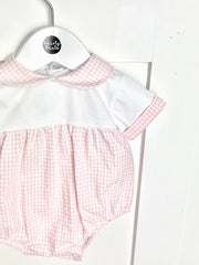 Pink and White Gingham Romper