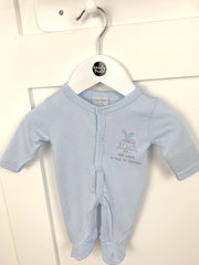Baby Boy Premature White and Blue Babygrows - 2 Pack