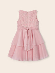 Mayoral Junior Girl Pink Embroidered Flower Layered Dress