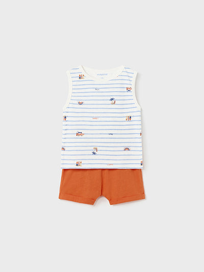 Mayoral Toddler Boy Blue and Orange Stripe Surf Pyjamas