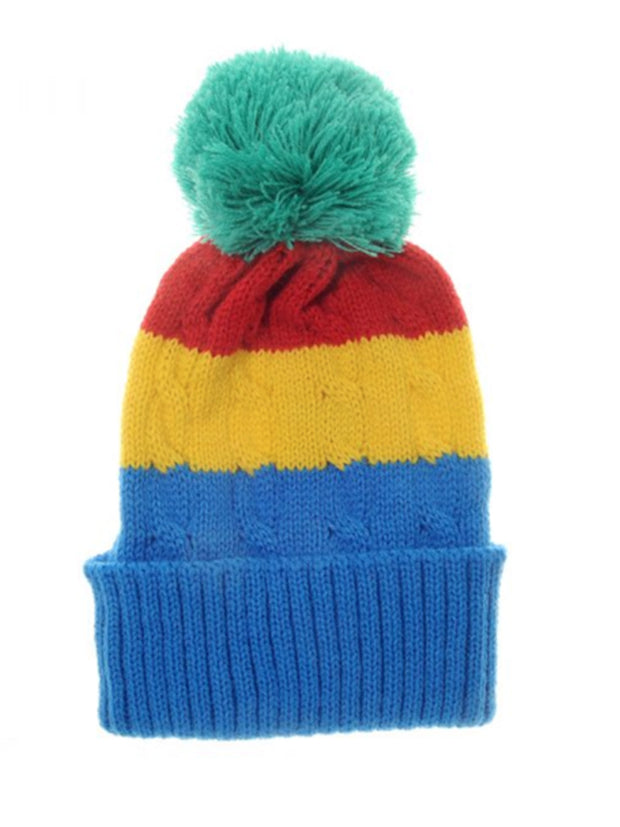 Rainbow Cable Knitted Bobble Hat