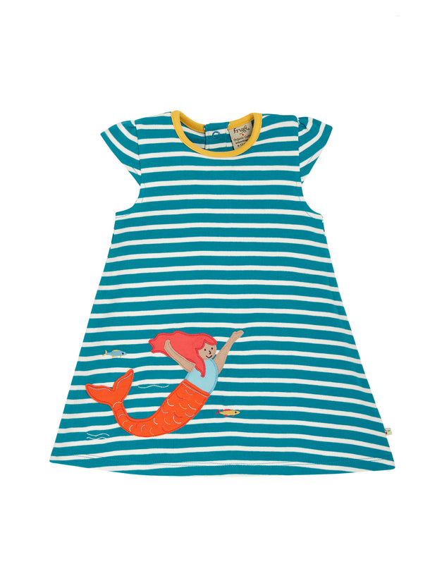 frugi mermaid dress Frugi Kids' Seraphina Mermaid Print Cotton Dress, Blue Multi